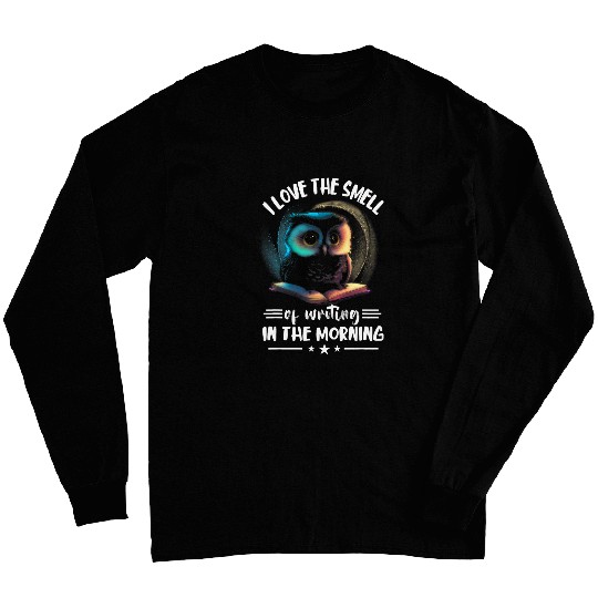 Book Lover Owl Typewriter I Love The Smell Writing Writer Long Sleeves