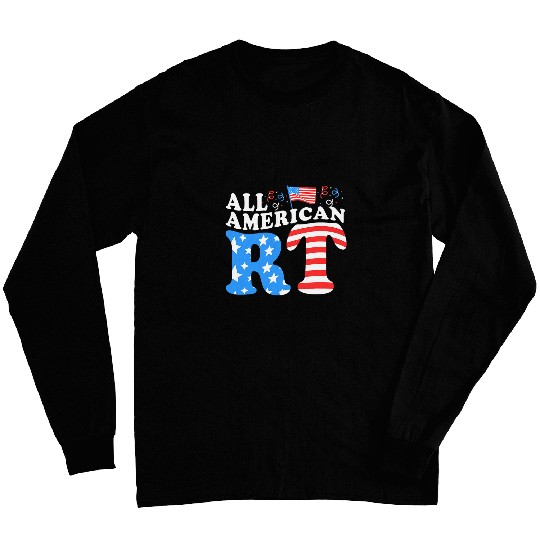 Memorial Day All American Respiratory Therapist Scrub Top Long Sleeves