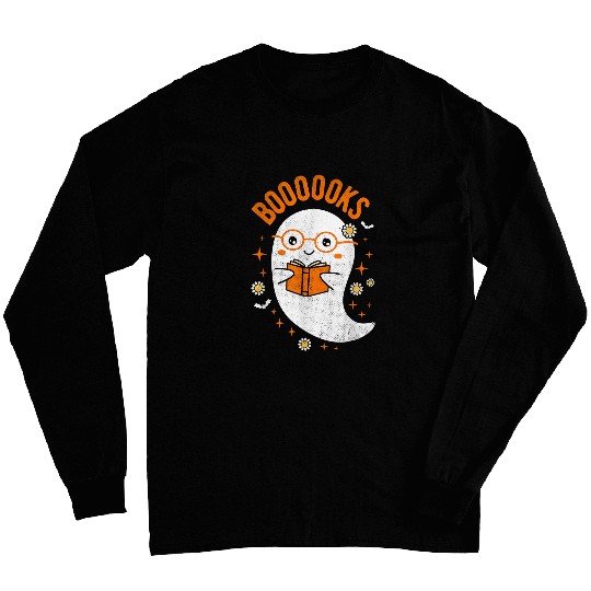 cute ghosts book reading teacher school halloween 1 Long Sleeves
