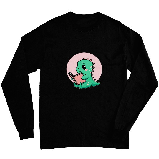 Cute Book Reading Dinosaur Long Sleeves