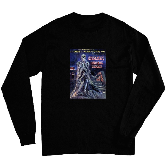 Skull Grim Reaper Halloween Horror vintages Comic Book Retro Long Sleeves