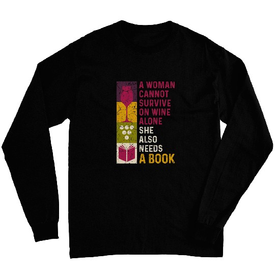 Book Reader Wines Drinking Lover For Bookworm Women Long Sleeves