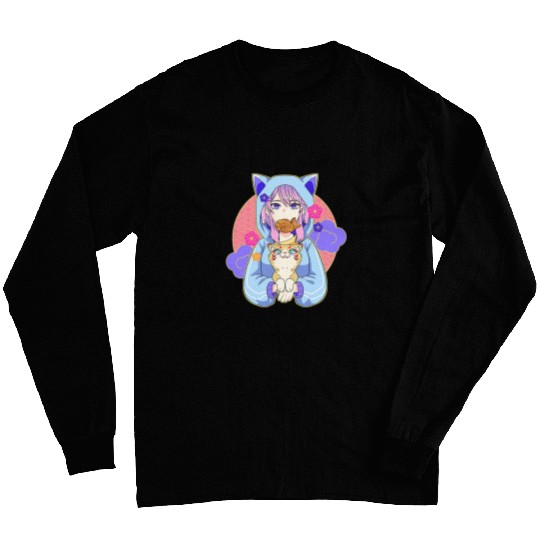 Asocial Kawaii Japanese Anime Cat Lover Pastel Waifu Fangirl Long Sleeves