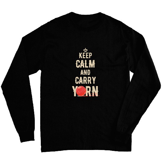 knitting wool keep calm and carry yorn Long Sleeves