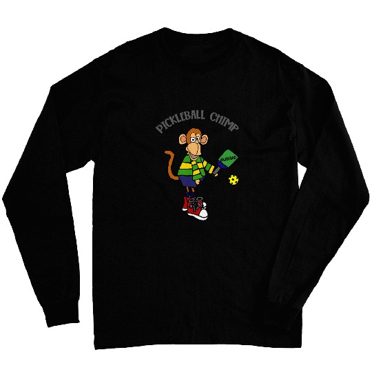 Smileteessports Funny Monkey Playing Pickleball Sports Pun Long Sleeves