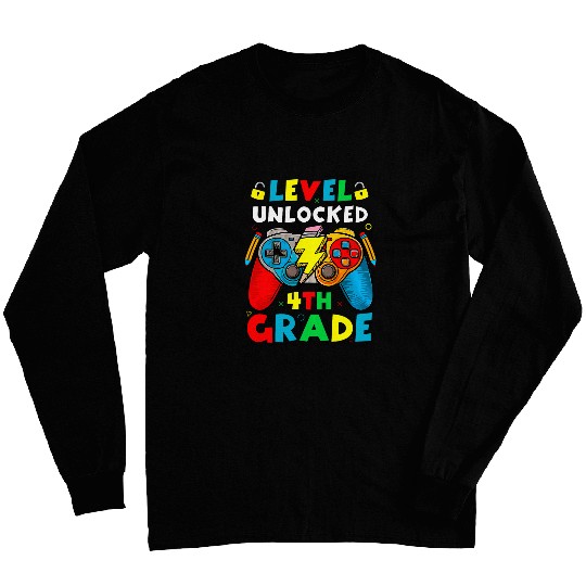 4th Grade Level Unlocked Video Game Back to School Boys Long Sleeves