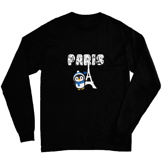 Paris Cute Adorable Penguin I Love Paris France Travel Long Sleeves