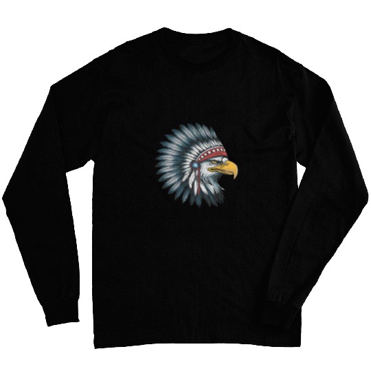 Bald Eagle With Indian Headdress Native American Hat Long Sleeves