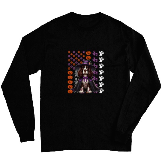 English Springer Spaniel Cosplay Witch Halloween Horror Flag Long Sleeves