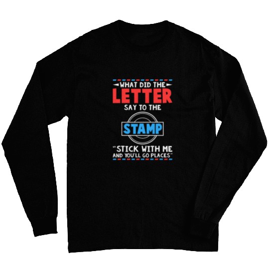 Funny Postal Stamp Postal Service Postman Delivery Mailman 2 Long Sleeves