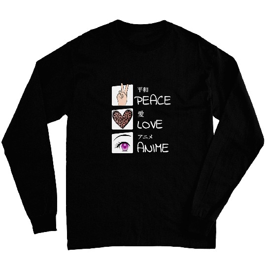 Peace Love Anime Otaku Teen Youth Girls Women Long Sleeves
