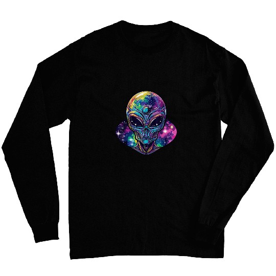 Alien Head Ufo psychedelicss Alien Galaxy Trippy Space Long Sleeves