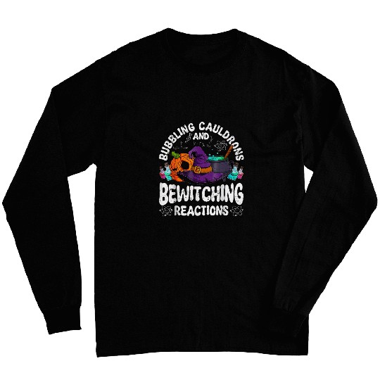 Bewitching Reactions Spooky Halloween Chemistry Teacher Long Sleeves