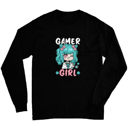 Gamer Girl I Chibi Vaporwave Kawaii Anime Cosplay Long Sleeves