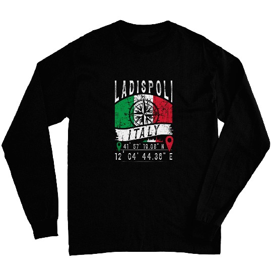 Ladispoli Italy Flag Italia GPS Coordinates Of Ladispoli Long Sleeves