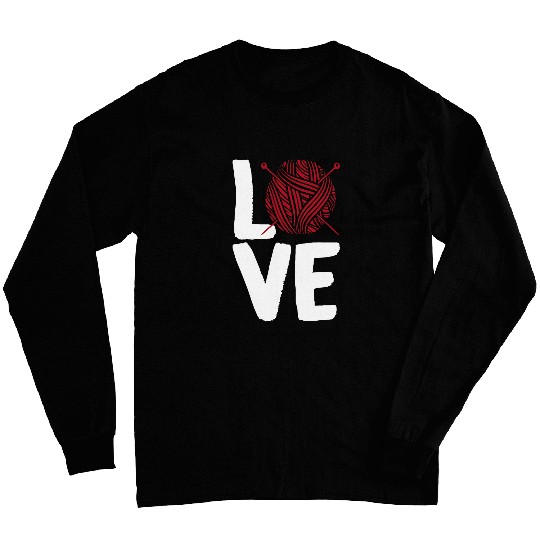 Love Knitting Tee Red Yarn Knitter Funny Unisex Tee Long Sleeves