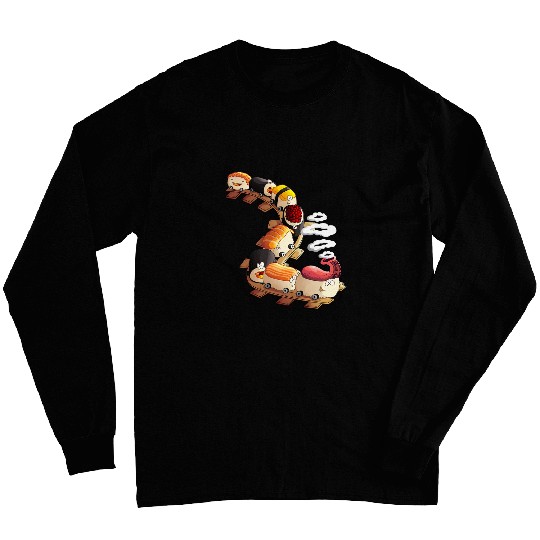 Cool Sushi Train Funny Japanese Food Railroad Vehicle Gift Long Sleeves