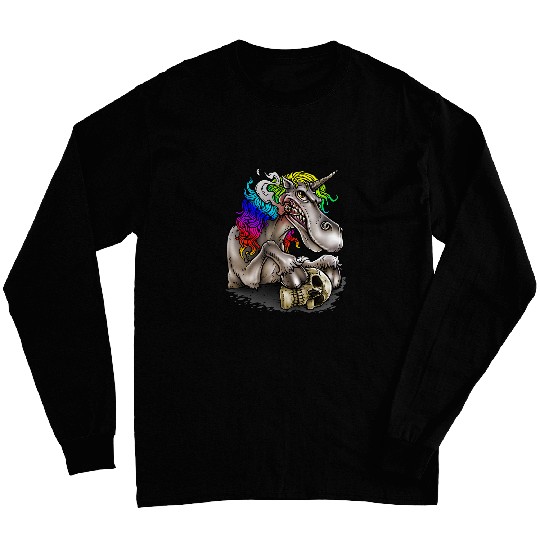 Unicornss Cigar Rainbow Face Skull Meme for Adults Long Sleeves