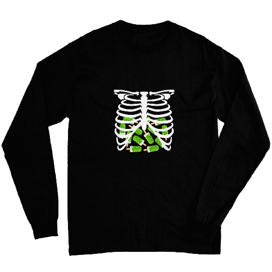 Halloween Season Fruits Rib Cage Skeletons Kiwi Ice cream Long Sleeves