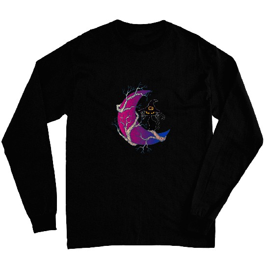Funny black cats Witch Moon Bisexuality Flag Bisexual Pride Long Sleeves