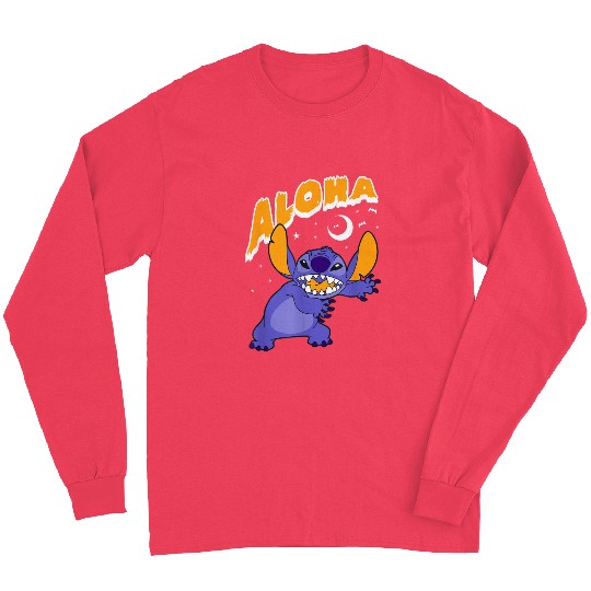 Disney Lilo Stitch Halloween Aloha Spooky Text Long Sleeves