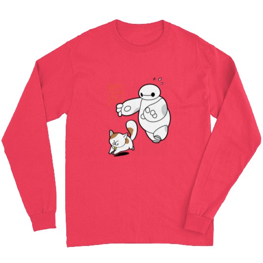 Disney Big Hero 6 Baymax Chasing Mochi Cute Shot Long Sleeves