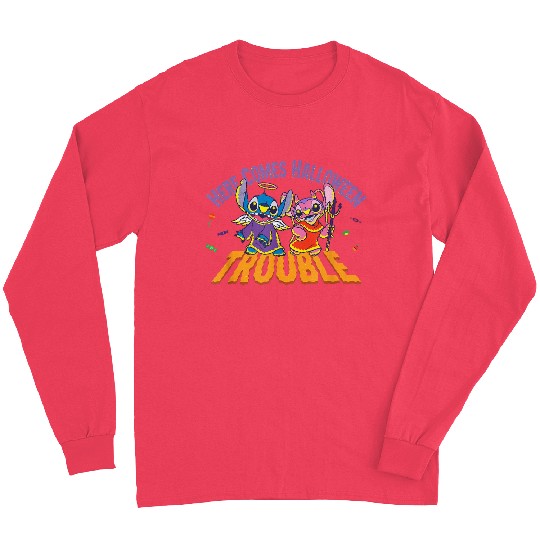 Disneyss Stitch Angel Here Comes Halloween Trouble Long Sleeves