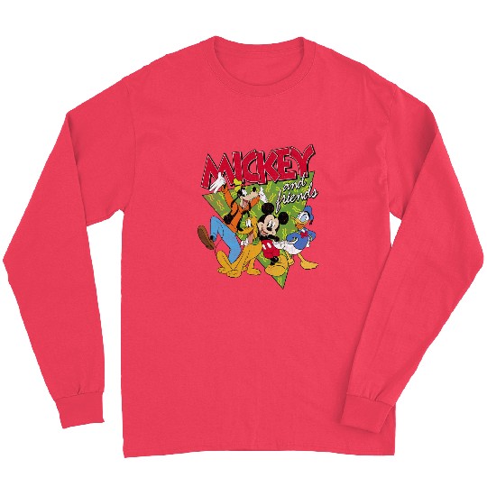 Disney Mickey And Friends Group Shot Patterned Portrait Long Sleeves
