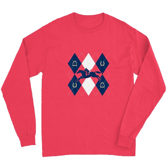 Disney Mickey Mouse Horse Racing Silhouette Argyle Pattern Long Sleeves