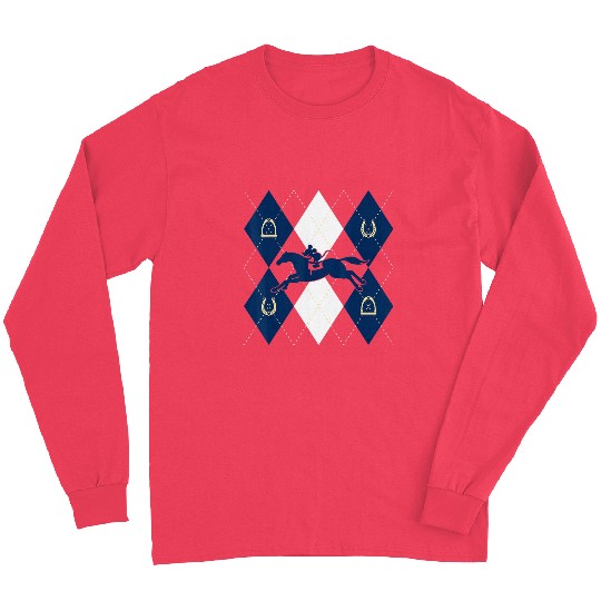 Disney Mickey Mouse Horse Racing Silhouette Argyle Pattern Long Sleeves