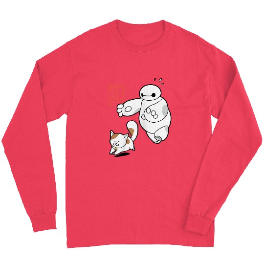 Disney Big Hero 6 Baymax Chasing Mochi Cute Shot Long Sleeves