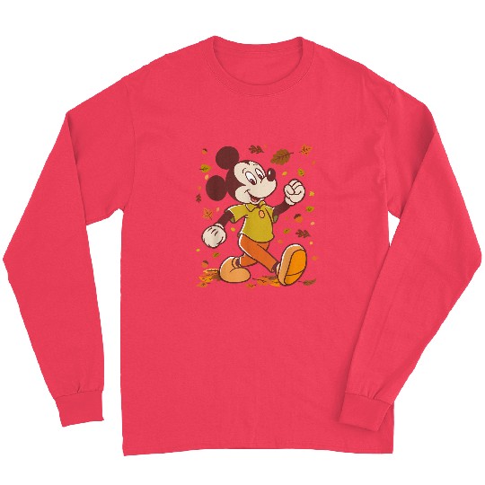 Disneyss Mickey Mouse Strolling Through Autumn Leaves Fall Long Sleeves