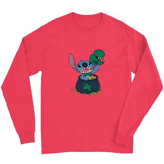 Disney Stitch Pot Of Gold Shamrock St. Patrick'S Day Long Sleeves