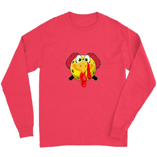 Funny Turkey Face Pickleball Ball Fall Vibes Thanksgiving Long Sleeves