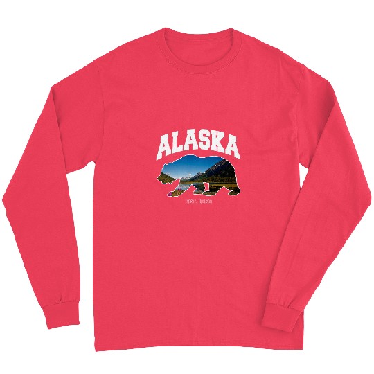 Alaska Wilderness Bear Silhouette Graphic Design Long Sleeves