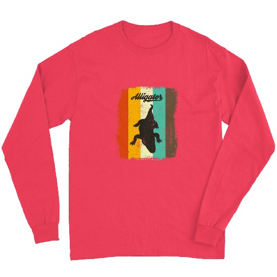 Alligator Retro 70s vintages Reptile Lover Art Long Sleeves