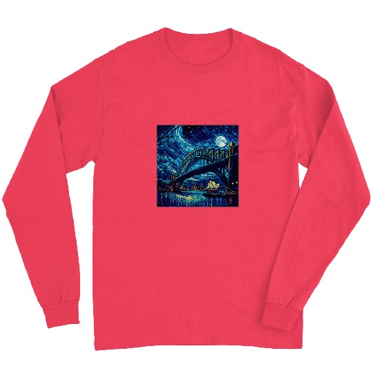 Surrealism Starry Night Sydney Harbour Bridge Long Sleeves