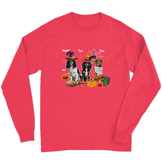 Three Cavalier King Charles Spaniel Dogs Mummy Witch Lover Long Sleeves