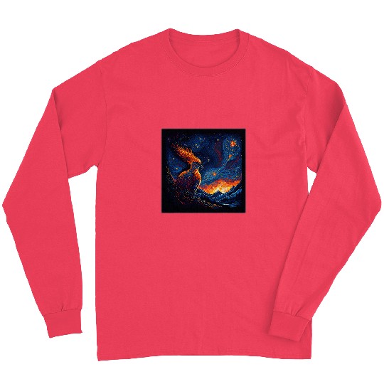 Surrealism Starry Night Phoenix Bird 1 Long Sleeves