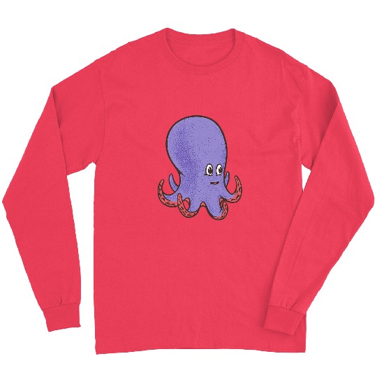 Octopuss Lover Cute Purple Smiling Octopus Long Sleeves