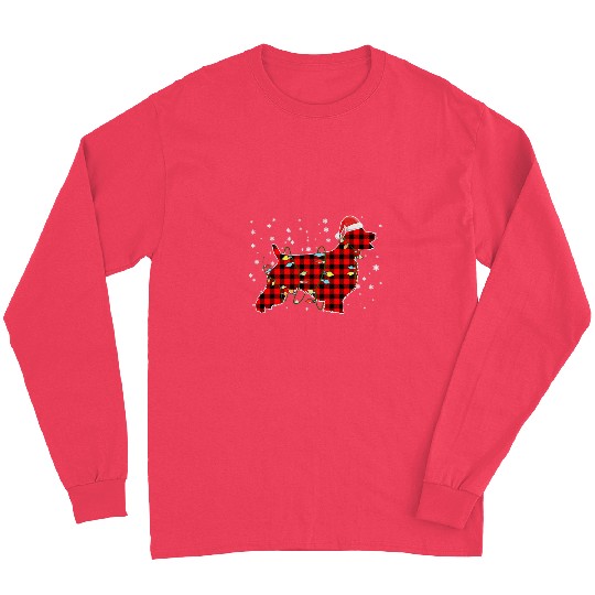 English Springer Spaniel Dog Santa Plaid Christmas Long Sleeves