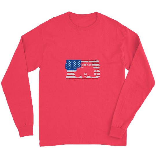 Tractor driving American US Flag Patriotic Farmer Tractor Long Sleeves