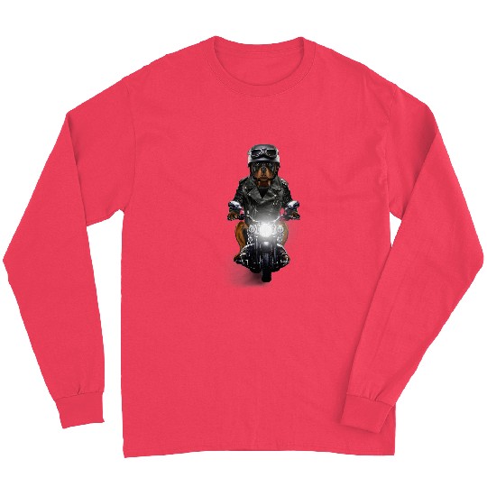 Dog Rottweiler Riding Motorcycle Long Sleeves
