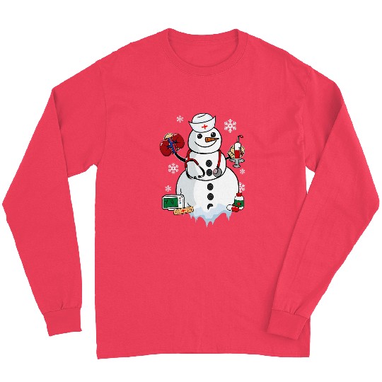 Dialysis nurses Snowman Holding Stethoscope Kidneys Christmas Long Sleeves
