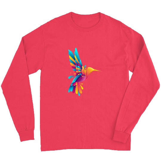 Funny Colorful Hummingbird Design Support Animal Rights Long Sleeves