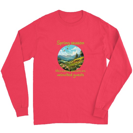 Funny Springtime picnic with ants and cool flower meadow Long Sleeves