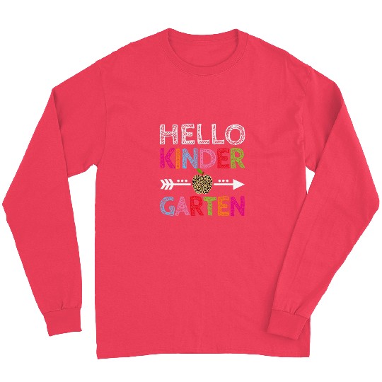 Hello Kindergarten Back to School Teacher Student Leopard Long Sleeves