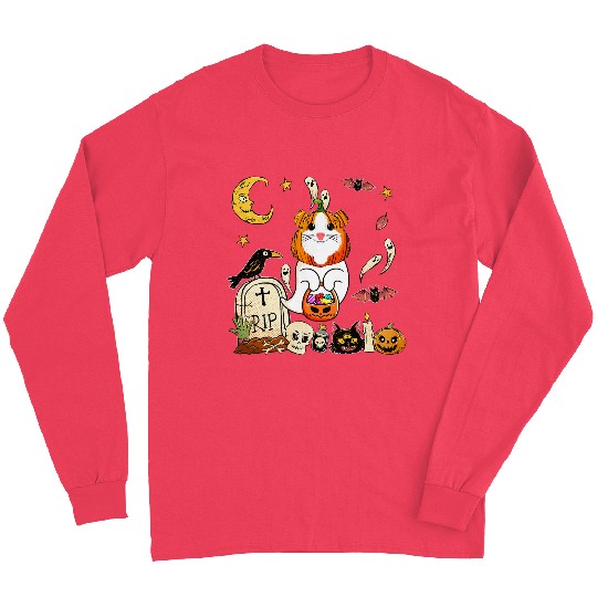 Guinea Pig Pumpkin Face As Boo ghosts Halloween Costume Kids Long Sleeves