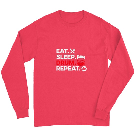 Funny Drummer Cool Rockn Roll Hardrock Drums Music Long Sleeves