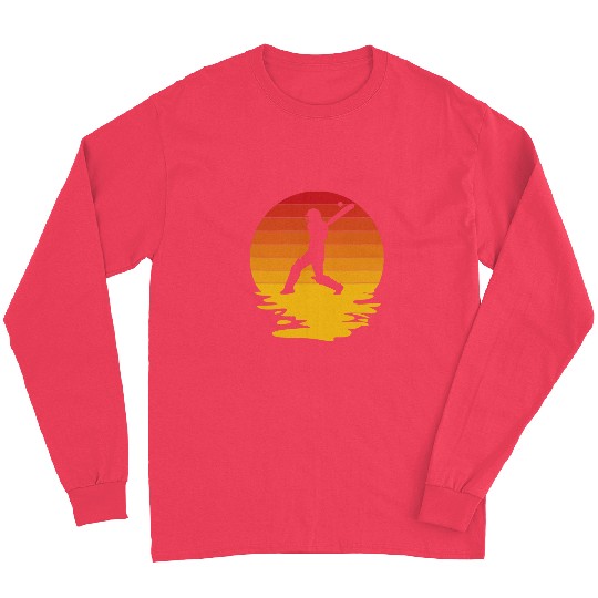 Cricket Fan Retro Sunset Cricket Cricket Player Long Sleeves